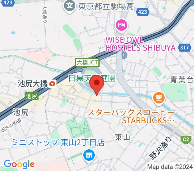 ヒガシヤマピアノスタジオの地図