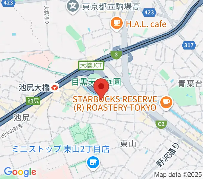 ヒガシヤマピアノスタジオの地図