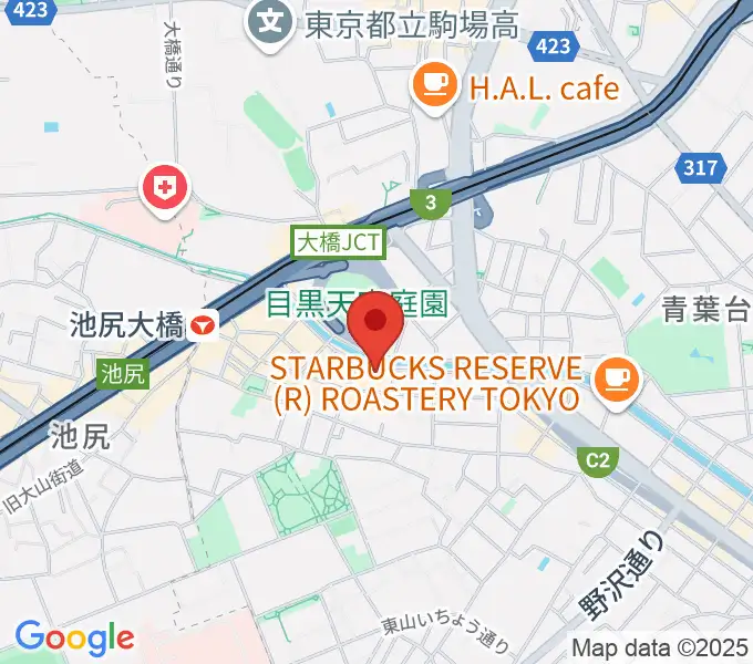 ヒガシヤマピアノスタジオの地図
