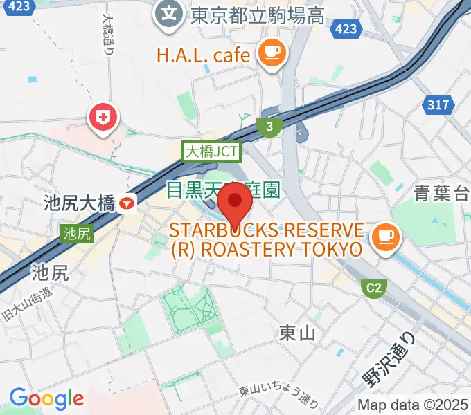 ヒガシヤマピアノスタジオの地図