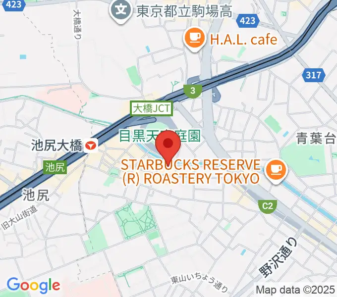 ヒガシヤマピアノスタジオの地図