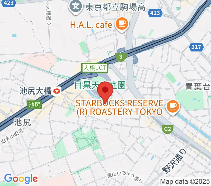 ヒガシヤマピアノスタジオの地図