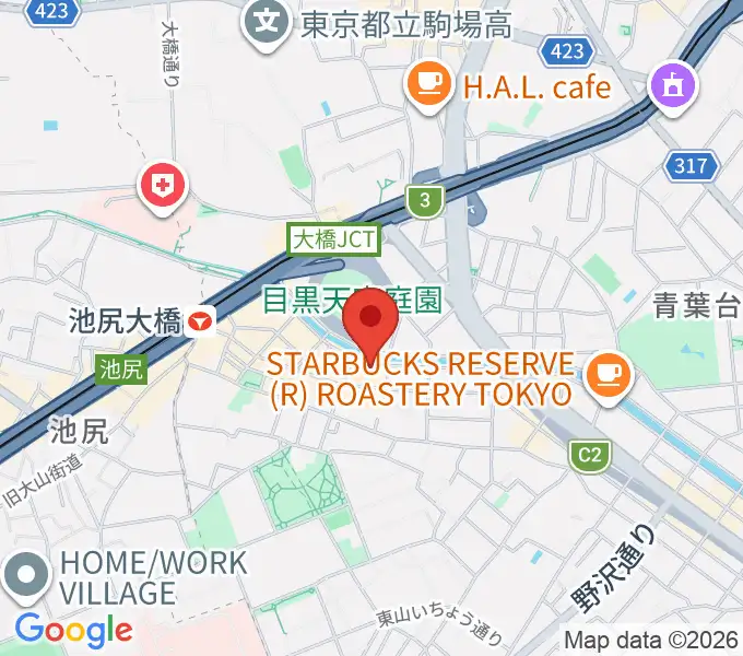 ヒガシヤマピアノスタジオの地図