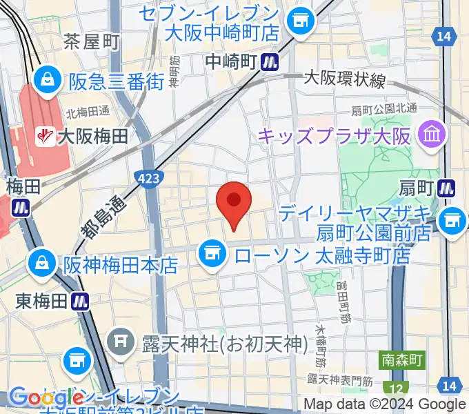 ベースオントップ大阪梅田店の地図