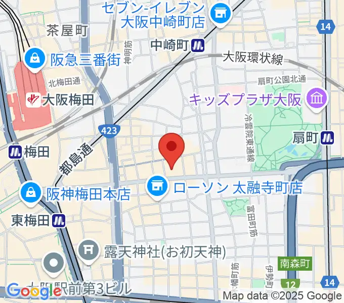 ベースオントップ大阪梅田店の地図