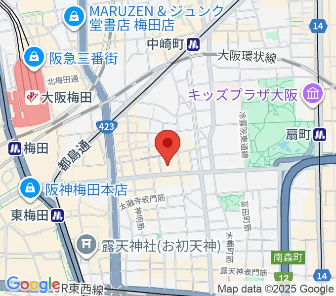 ベースオントップ大阪梅田店の地図