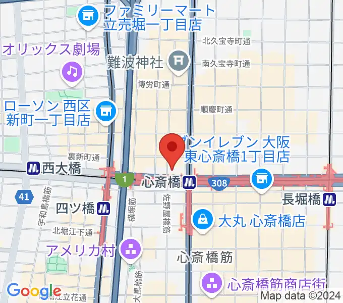 ベースオントップ心斎橋店の地図