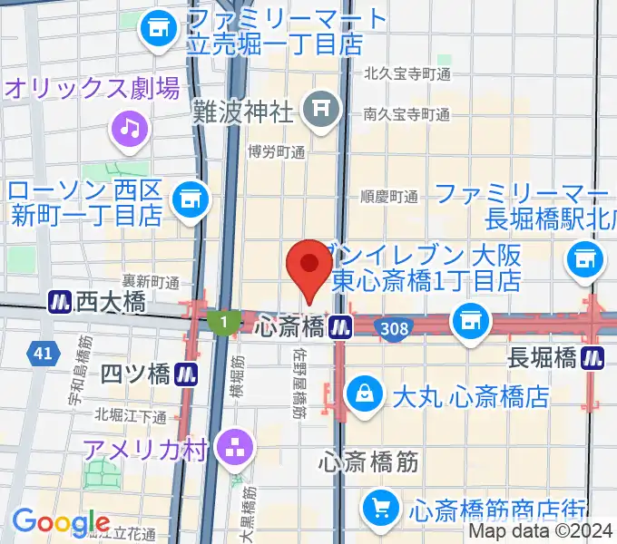 ベースオントップ心斎橋店の地図