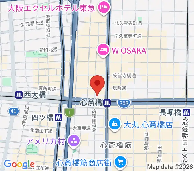 ベースオントップ心斎橋店の地図