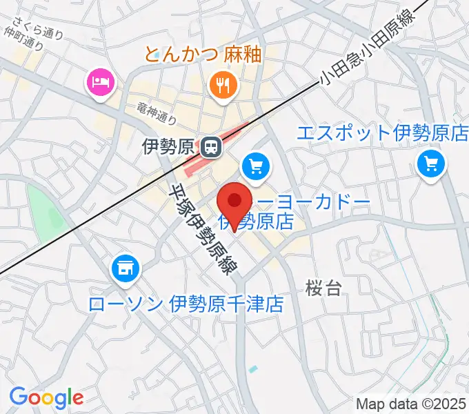厚木楽器 アミ伊勢原の地図