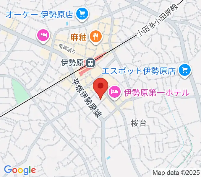 厚木楽器 アミ伊勢原の地図