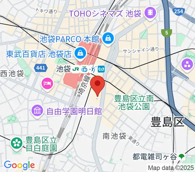 山野楽器 西武池袋店の地図