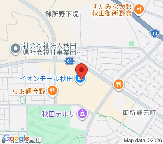 島村楽器 イオンモール秋田店の地図