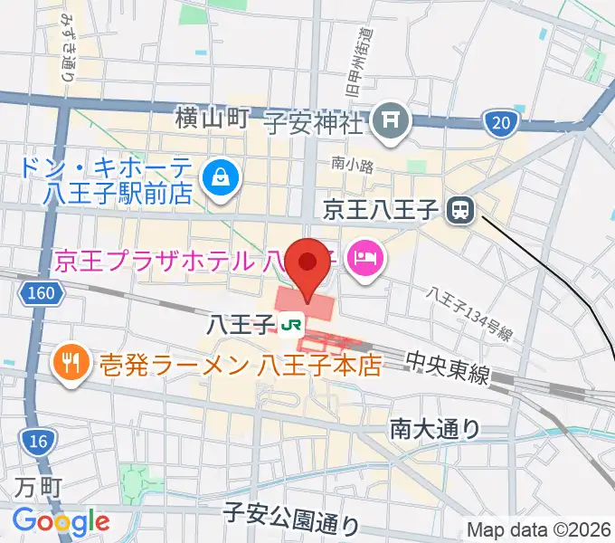 山野楽器 セレオ八王子店の地図