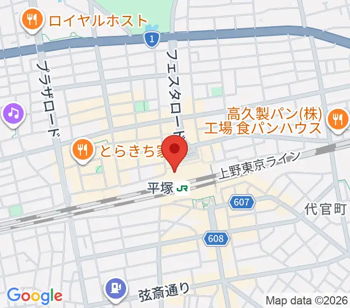 山野楽器ラスカ平塚店の地図