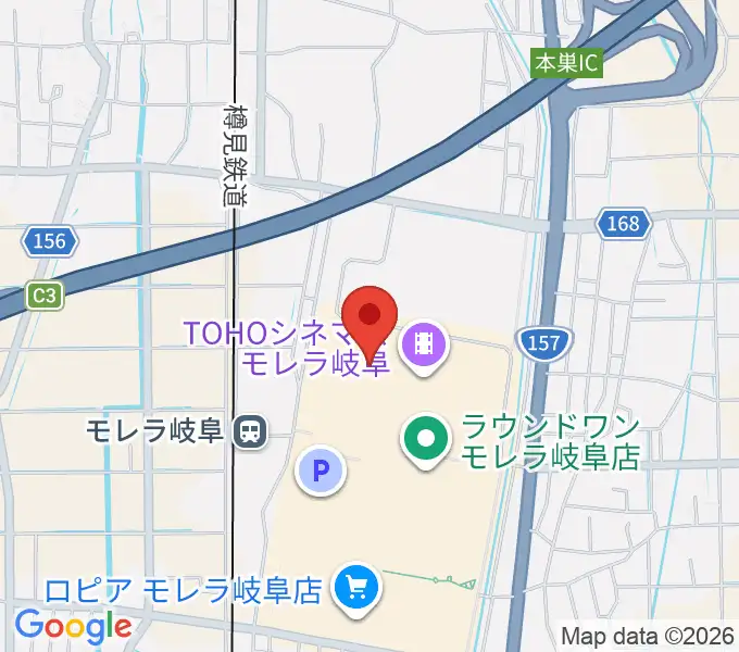 島村楽器モレラ岐阜店の地図