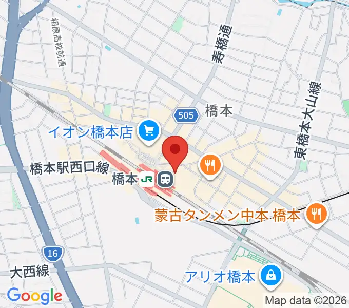 山野楽器 ミウィ橋本店の地図