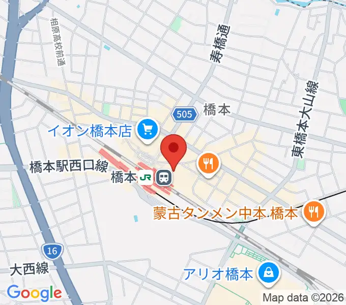 山野楽器 ミウィ橋本店の地図