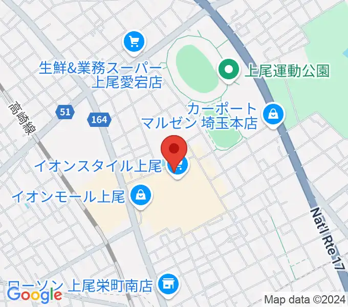 山野楽器イオンモール上尾店の地図