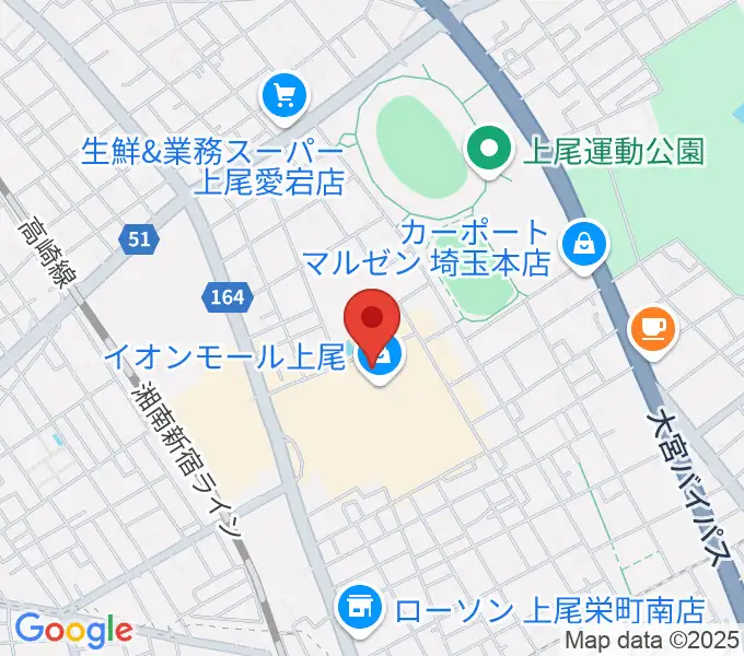 山野楽器イオンモール上尾店の地図