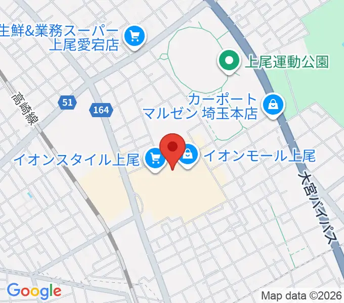 山野楽器イオンモール上尾店の地図
