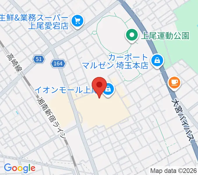 山野楽器イオンモール上尾店の地図