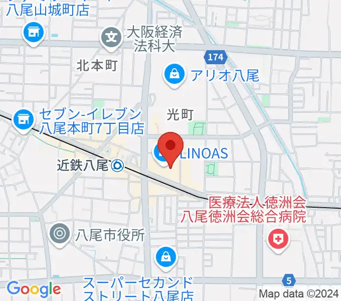 山野楽器 リノアス八尾店の地図