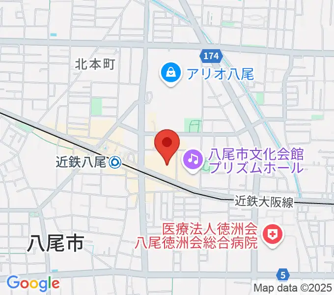 山野楽器 リノアス八尾店の地図