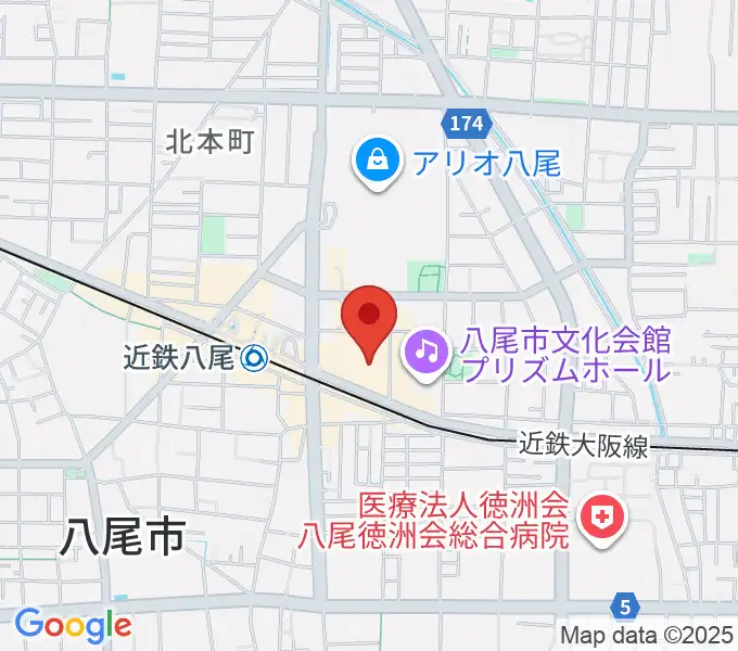 山野楽器 リノアス八尾店の地図