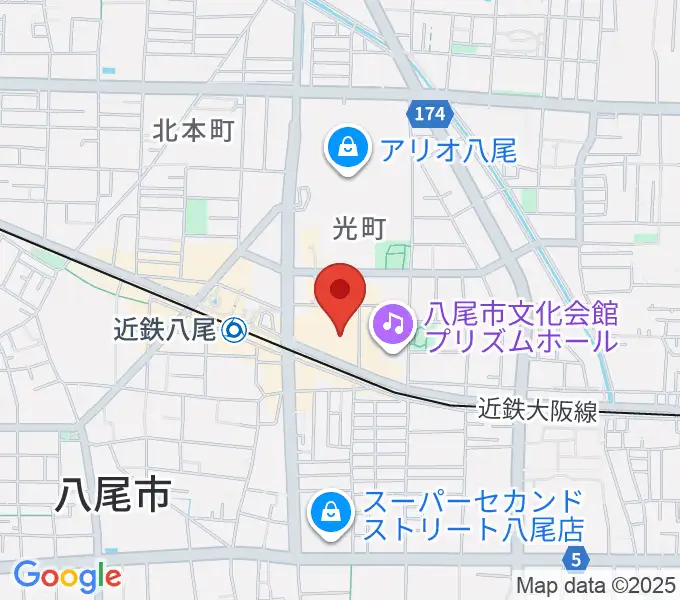 山野楽器 リノアス八尾店の地図