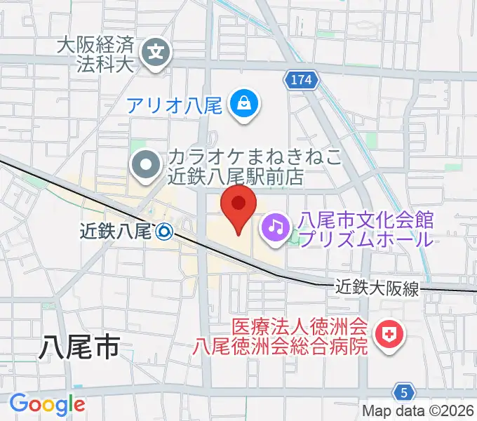 山野楽器 リノアス八尾店の地図