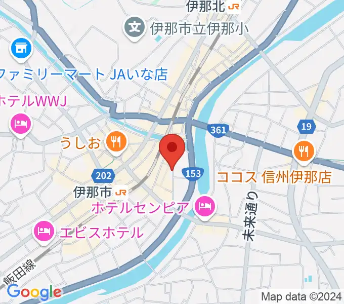 伊那楽器レンタルスタジオの地図