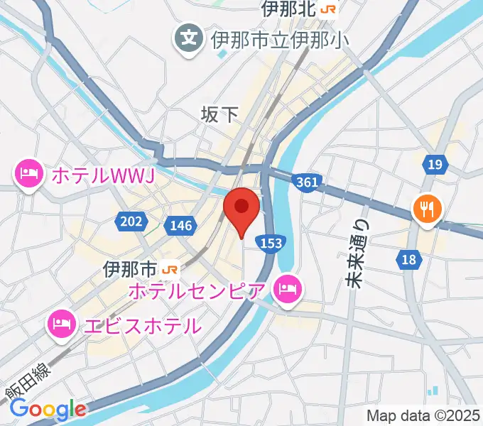 伊那楽器レンタルスタジオの地図