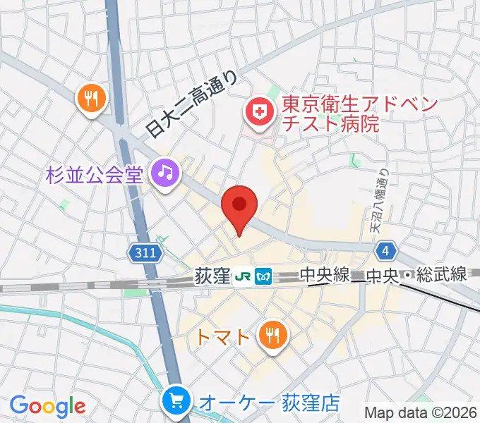 荻窪クラブドクターの地図