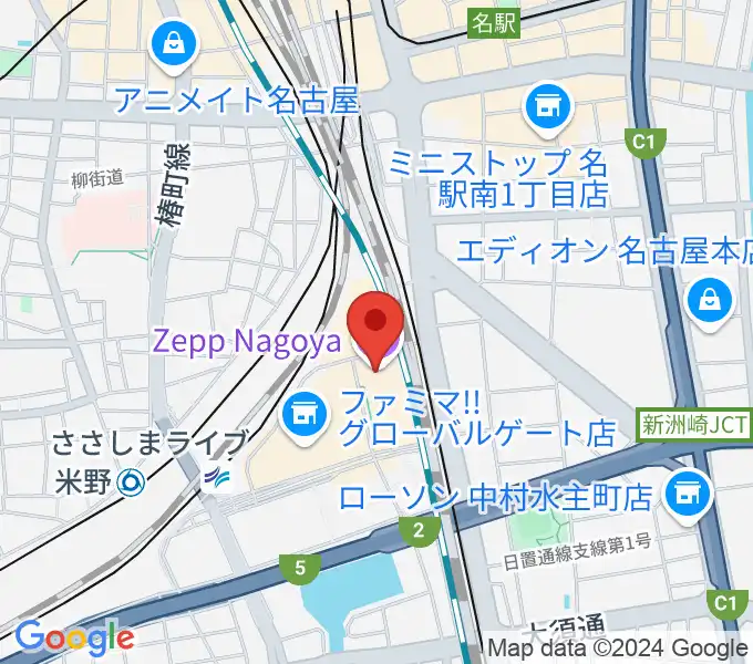 Zepp名古屋の地図