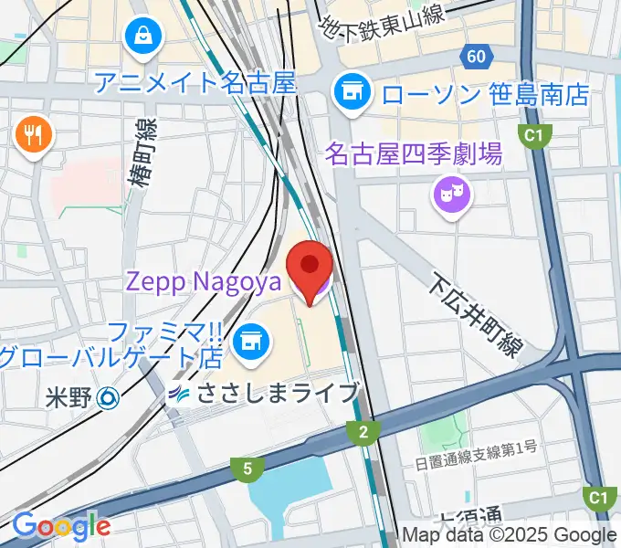 Zepp名古屋の地図
