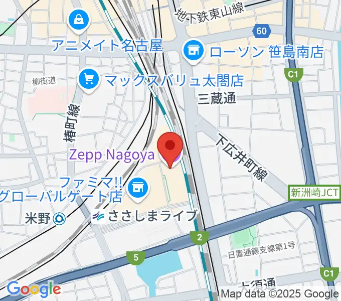 Zepp名古屋の地図