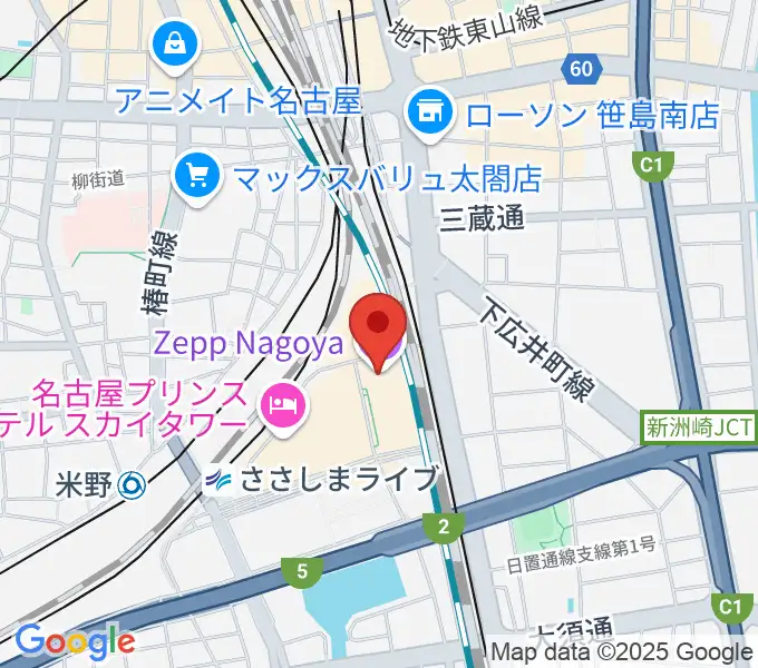 Zepp名古屋の地図