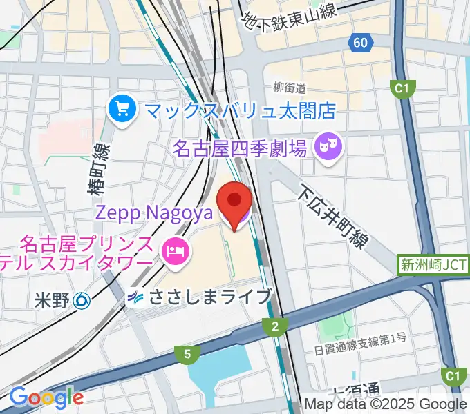 Zepp名古屋の地図