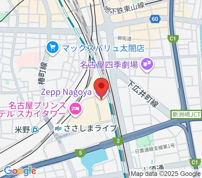 Zepp名古屋の地図