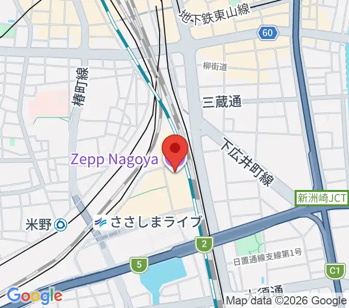 Zepp名古屋の地図