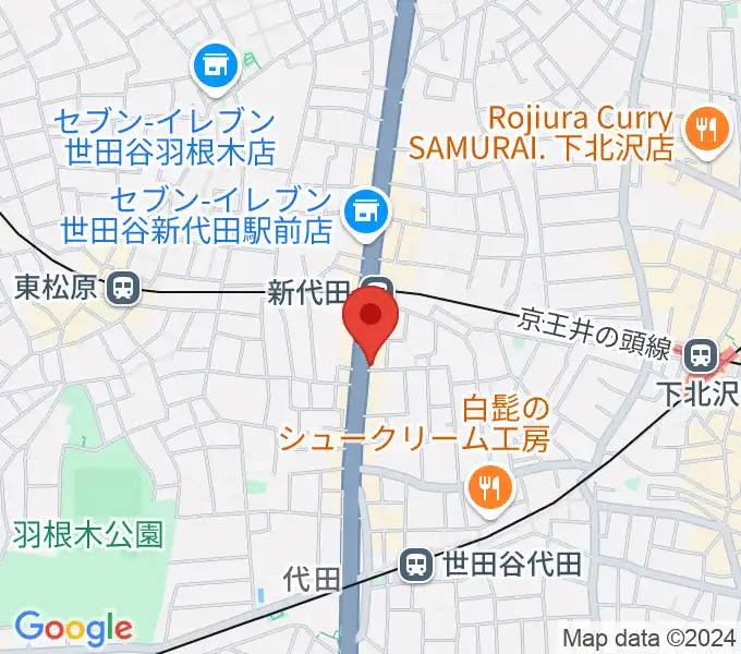 新代田クロッシングの地図