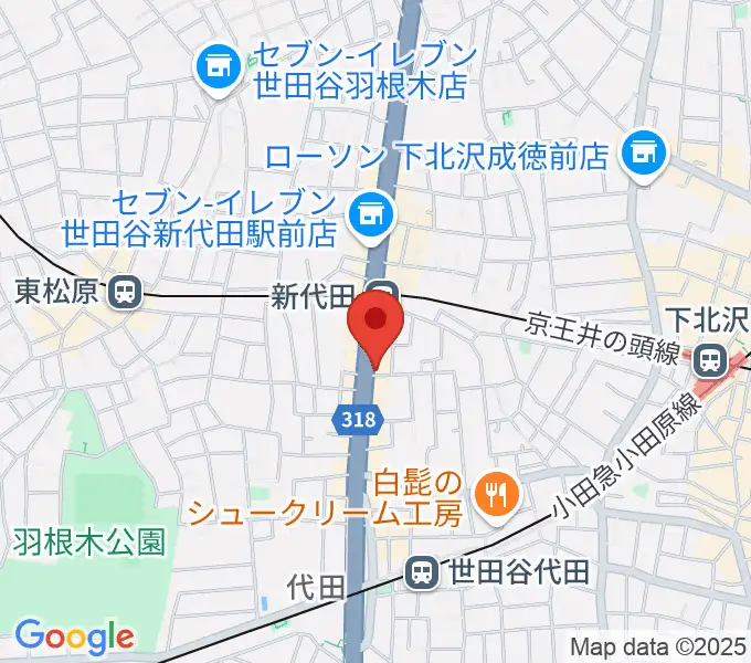 新代田クロッシングの地図
