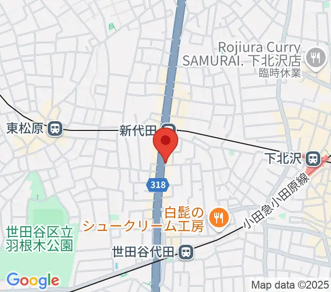 新代田クロッシングの地図