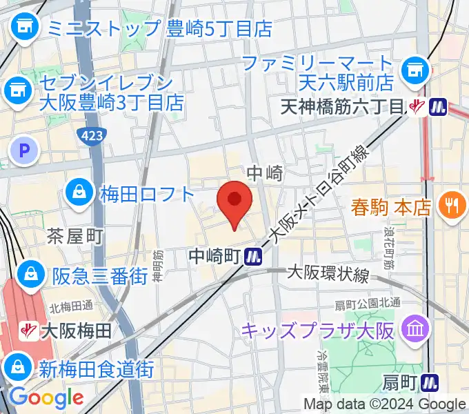 中崎町ホールの地図