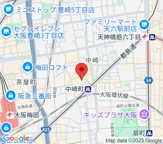中崎町ホールの地図