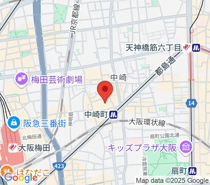 中崎町ホールの地図
