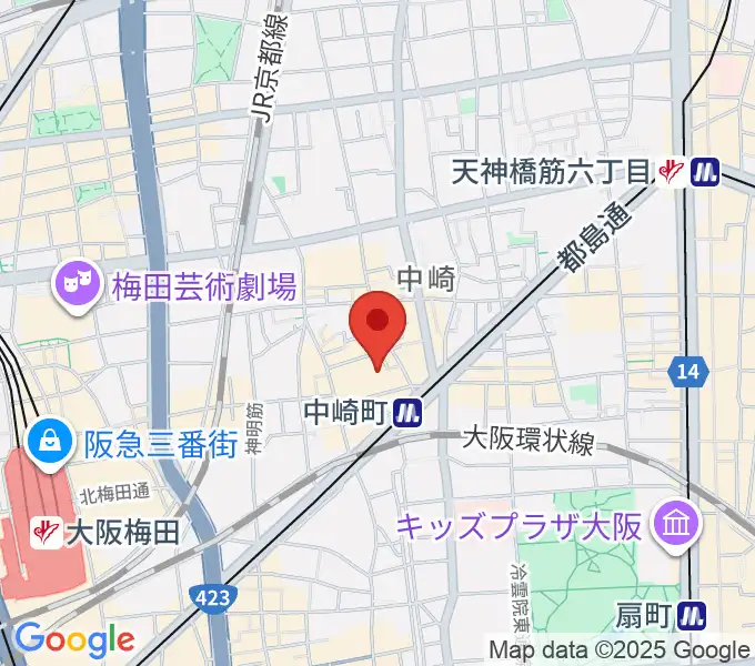 中崎町ホールの地図