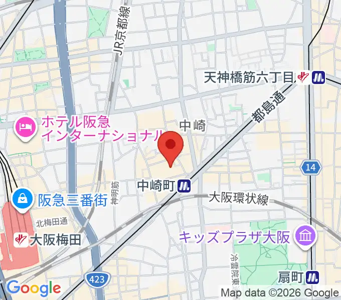 中崎町ホールの地図