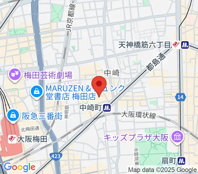 中崎町ホールの地図